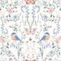 Hollis Botanical Floral Removable Wallpaper in White, Blue & Pink