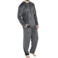 Flannel Pajamas for Men Winter Warm Thick Fleece Fuzzy Pjs Set Cozy Soft Pajamas Pants Sleepwear Long Sleeve Loungewear Warm Pajamas for Men Dark Gray