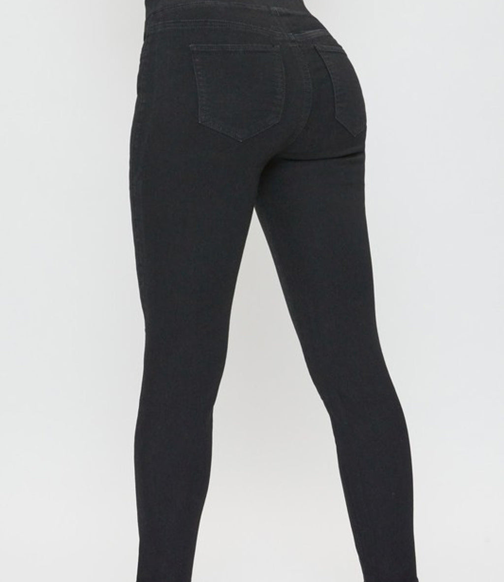 Petite High Rise Black Jeggings with Thick Waistband