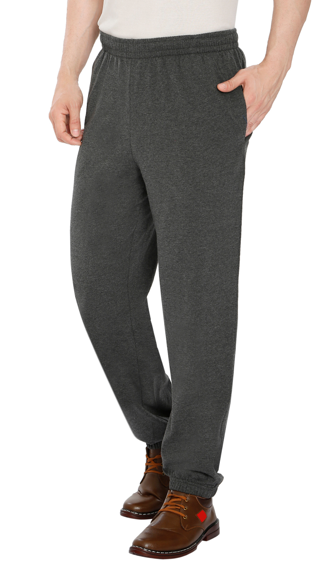 Men's Pull-On Elastic Waist Knit Pants - Relaxed Fit Lounge Trousers
