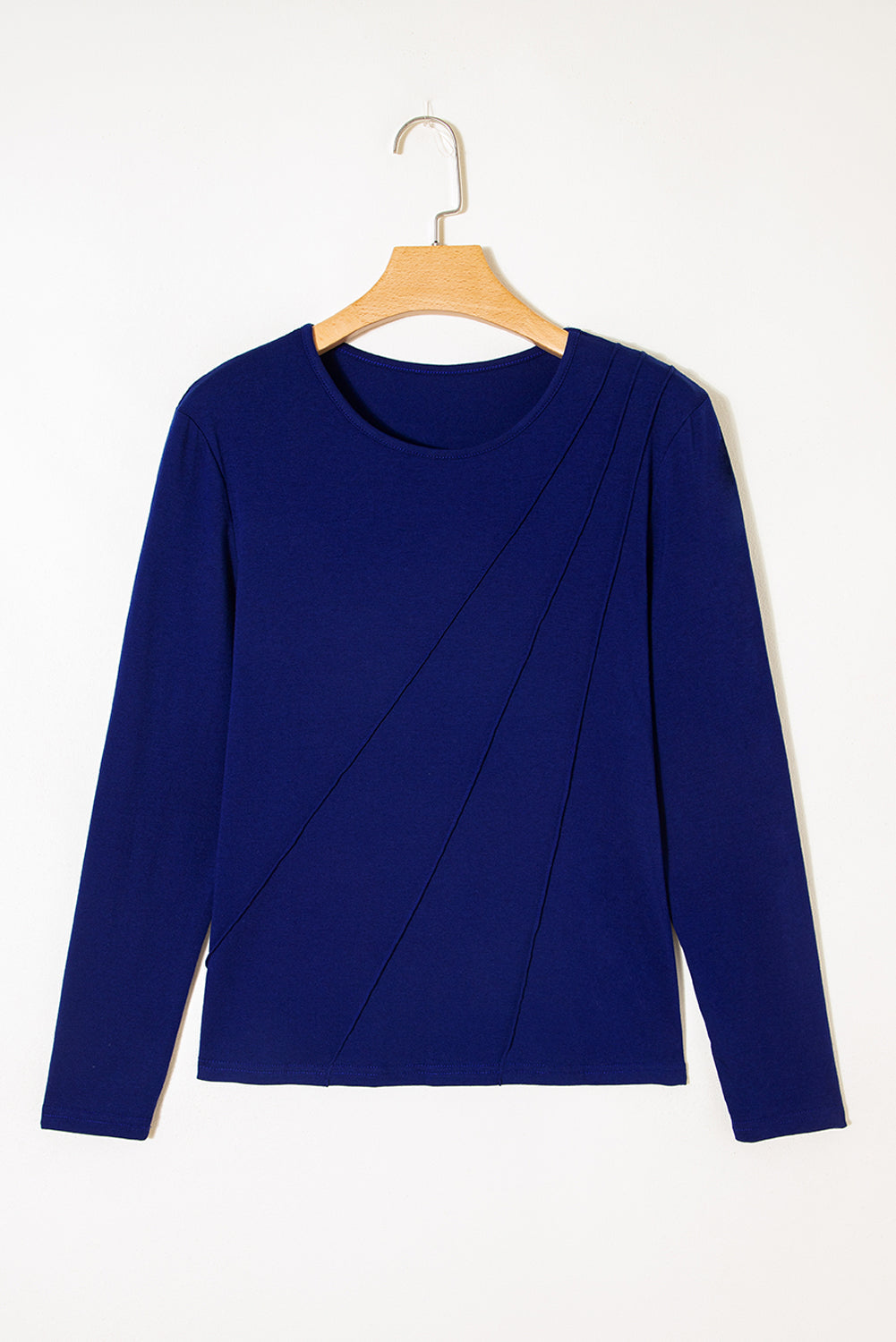 Solid Asymmetric Seam Long Sleeve Top