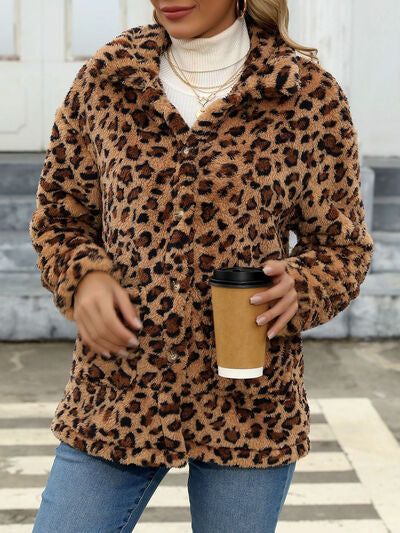 Women's Red Drop Shoulder Fuzzy Button-Up Jacket