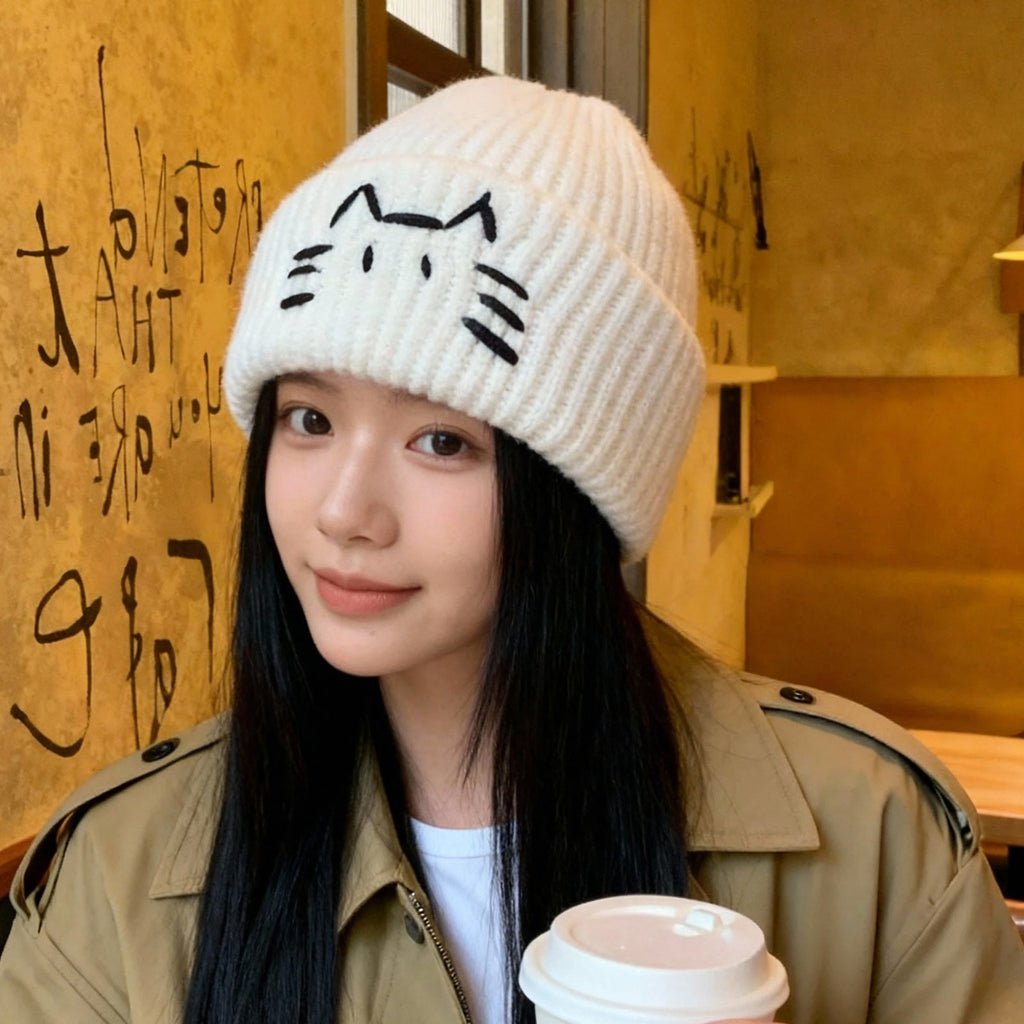 Women's Cute Cat Line Knitted Beanie Hat