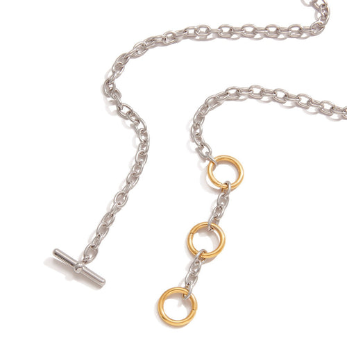 Close-up of an 18K gold lightweight titanium steel Cuban link chain with a premium luster.