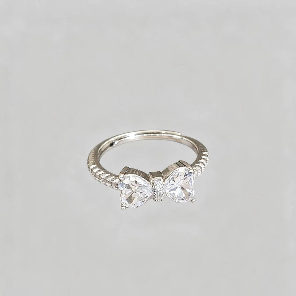 Dainty Silver Bowknot Ring for Women