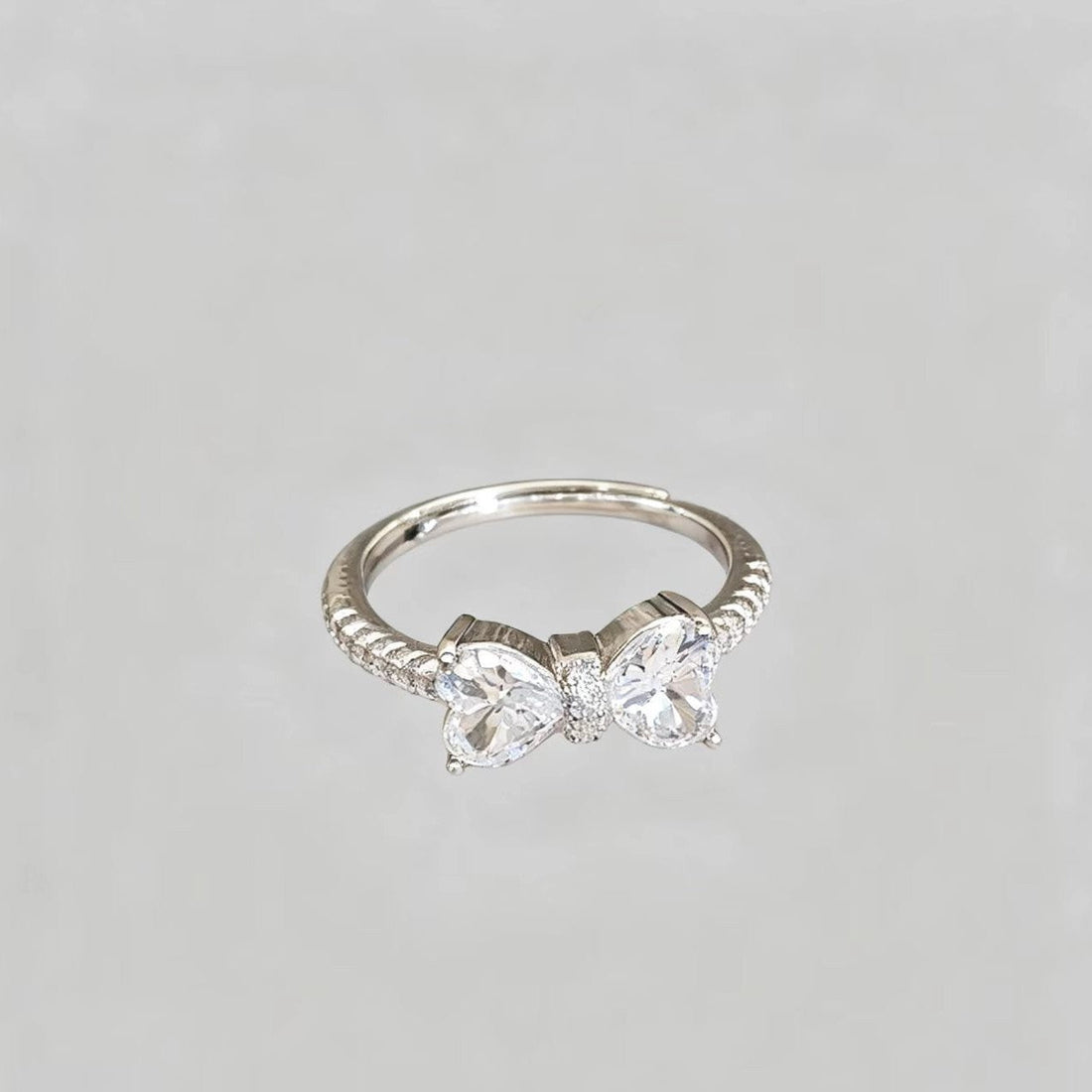 Dainty Silver Bowknot Ring for Women