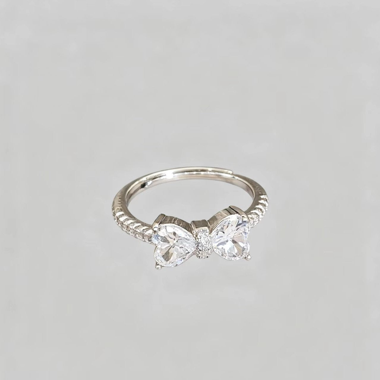 Dainty Silver Bowknot Ring for Women