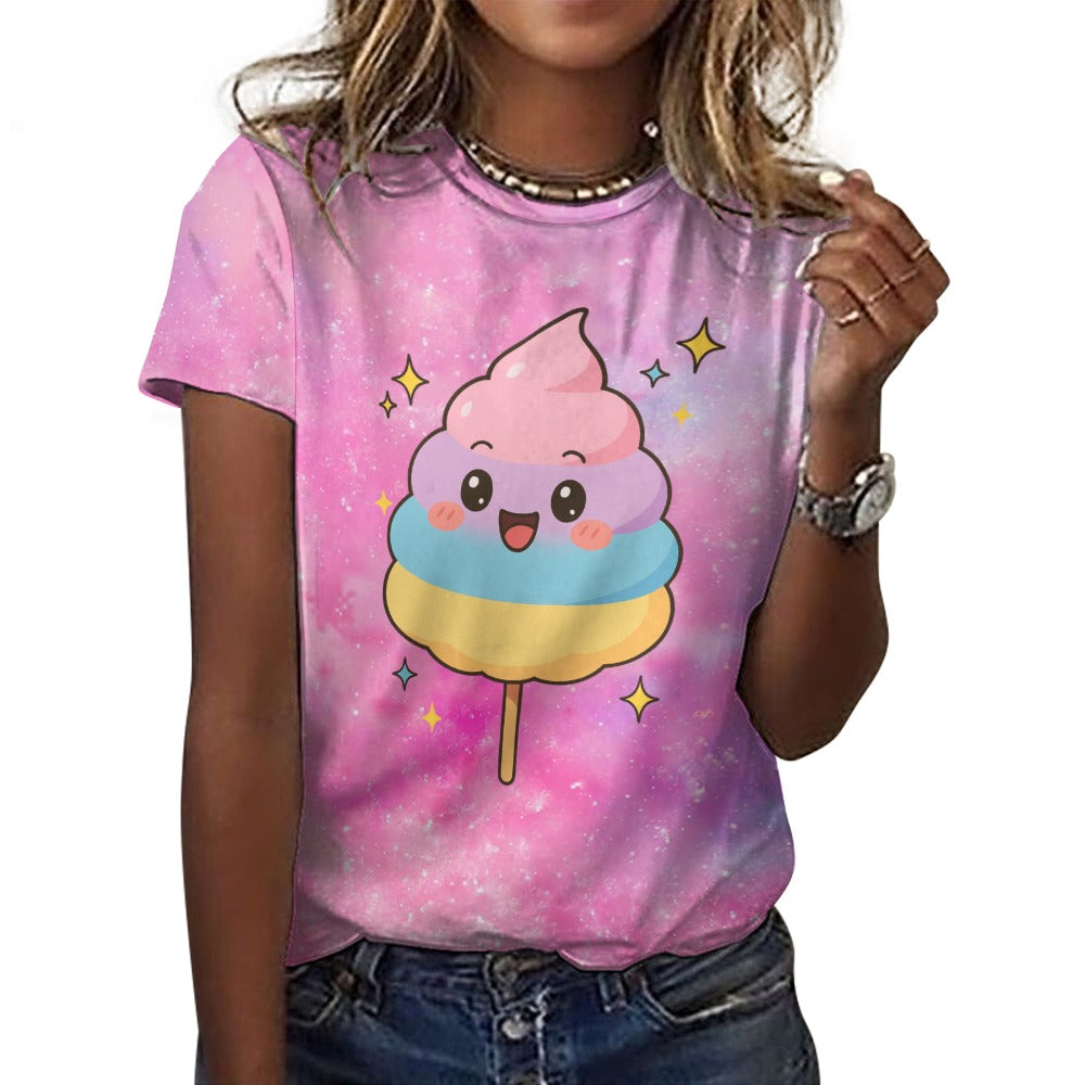 Women's Cotton Candy Galaxy Print Graphic T-Shirt Casual Tee - Image 2
