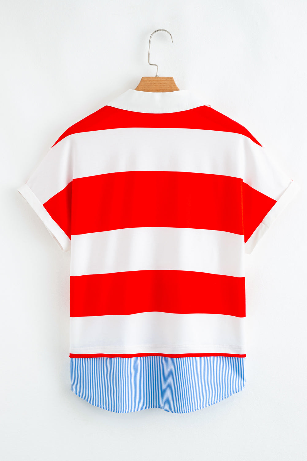 Faith Dolman Short Sleeve Top in Red and White Stripe