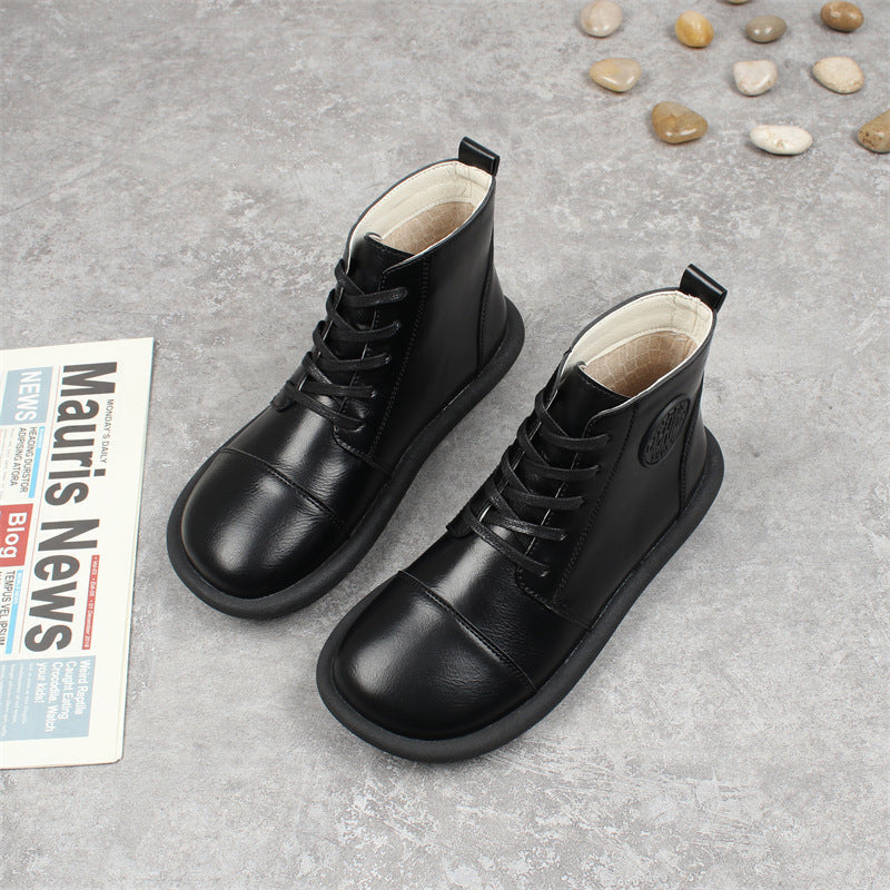 Women's Wool-Lined Lace-Up Flat Ankle Boots