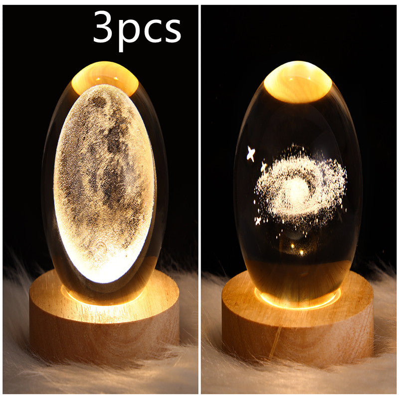 3D Galaxy Crystal Ball LED Night Light Planet Lamp Home Decor
