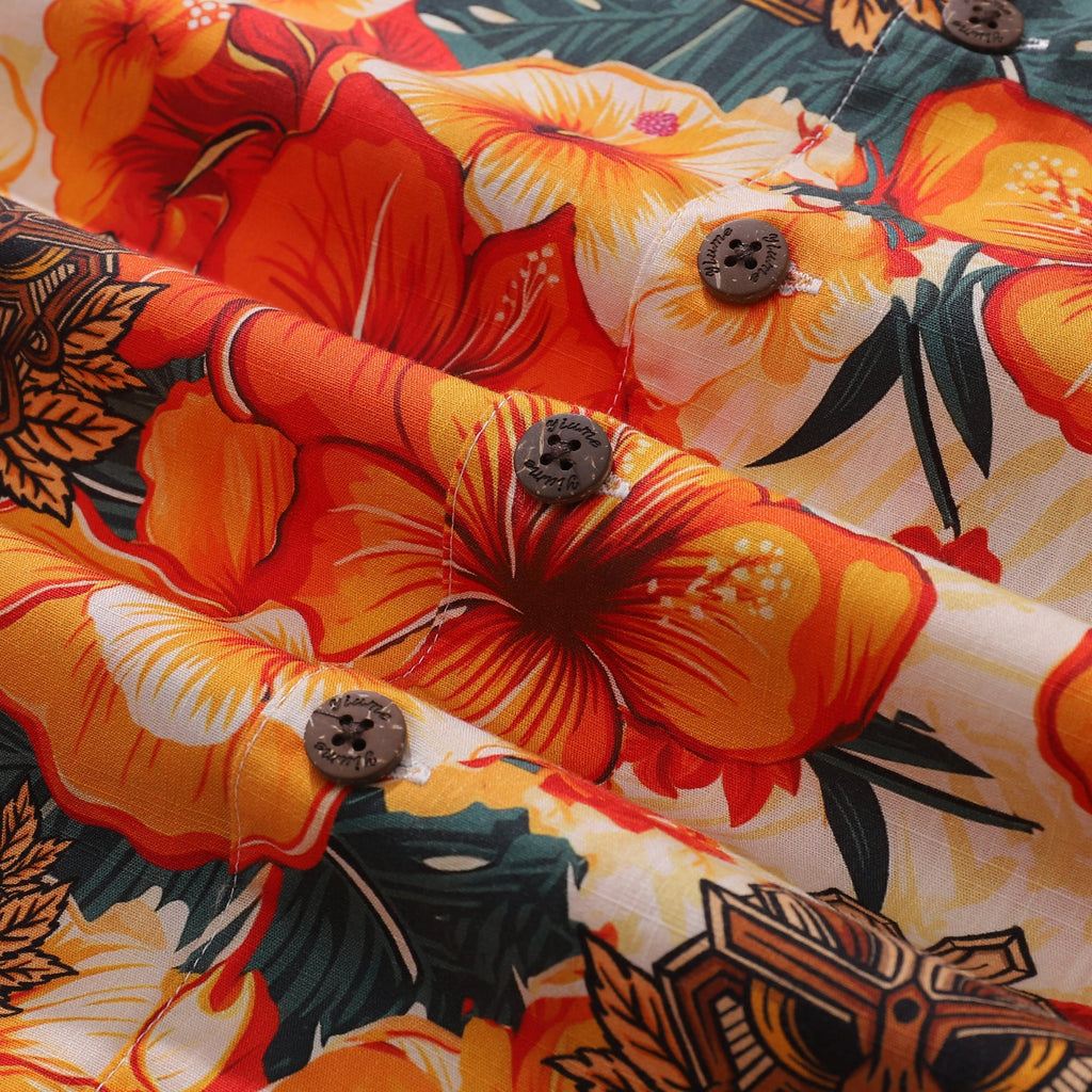Designer Tiki Culture Floral Hawaiian Camp Collar Shirt