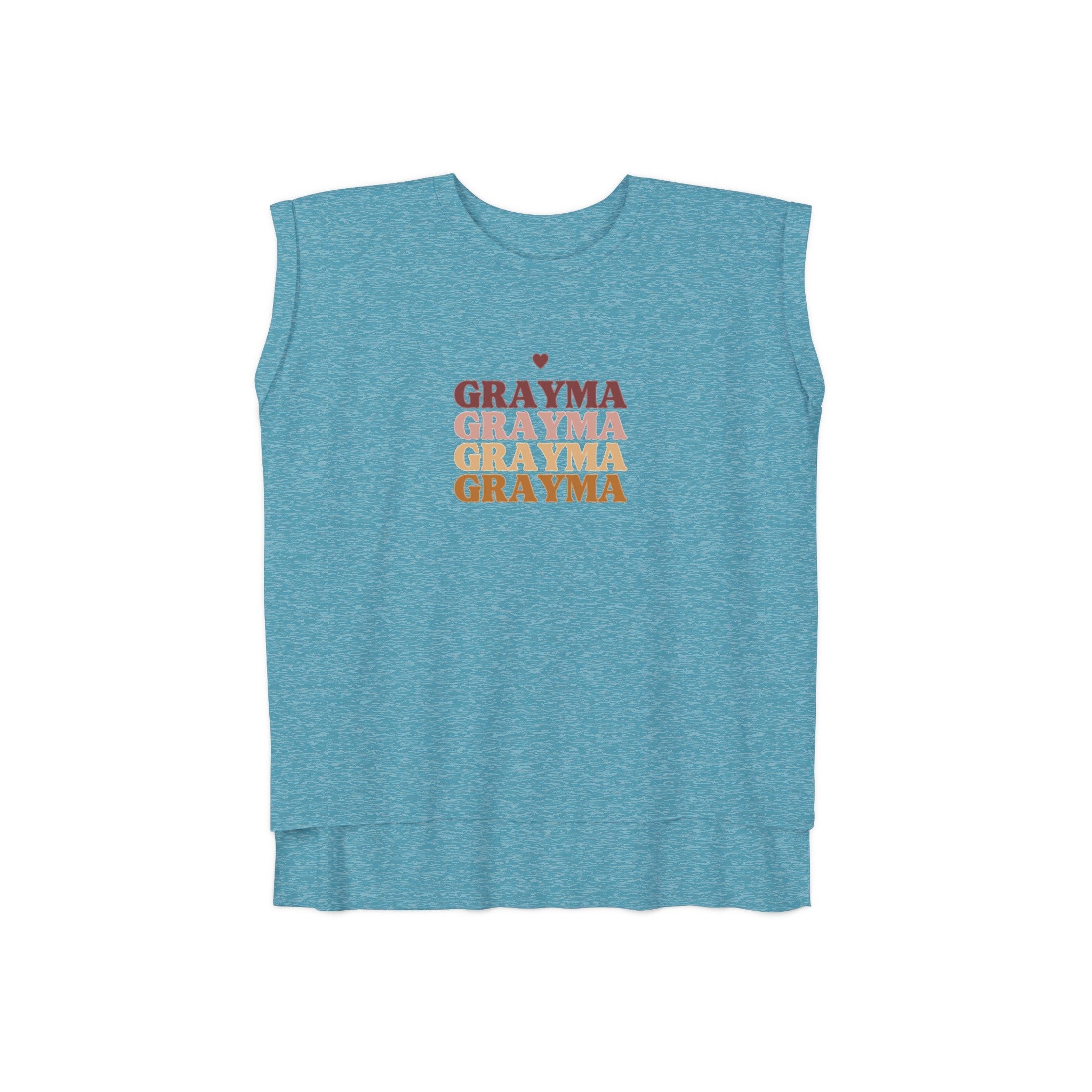 Women’s Flowy Muscle Tee with Rolled Cuffs and Hi-Low Hem