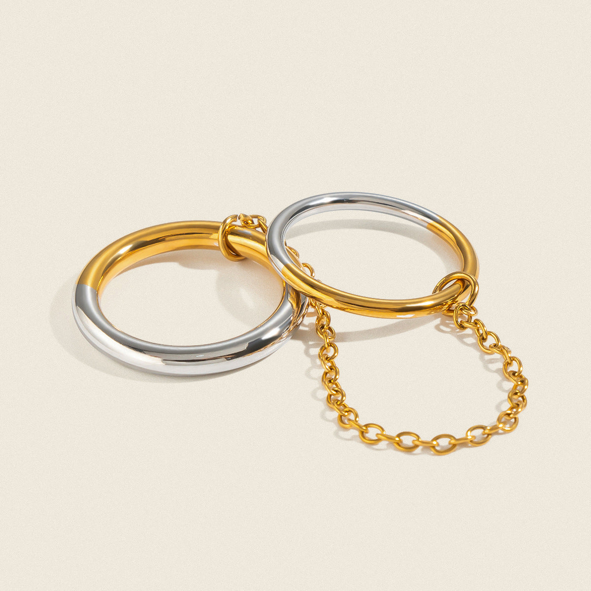 18K Gold-plated Titanium Steel Two-tone Tassel Ring