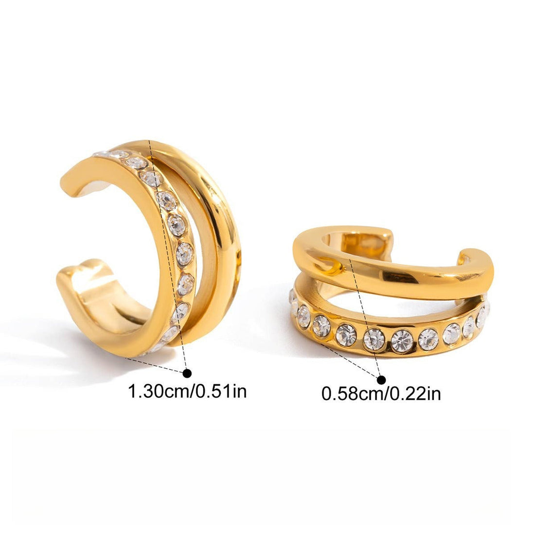 18K Gold Teardrop Earrings with Cubic Zirconia Inlay