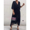 Batwing Sleeve V-Neck Fairy Dress Mid-Length Summer Casual Dress
