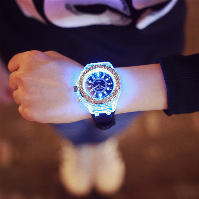 LED Luminous Silicone Quartz Watch with World Time & 24H Display