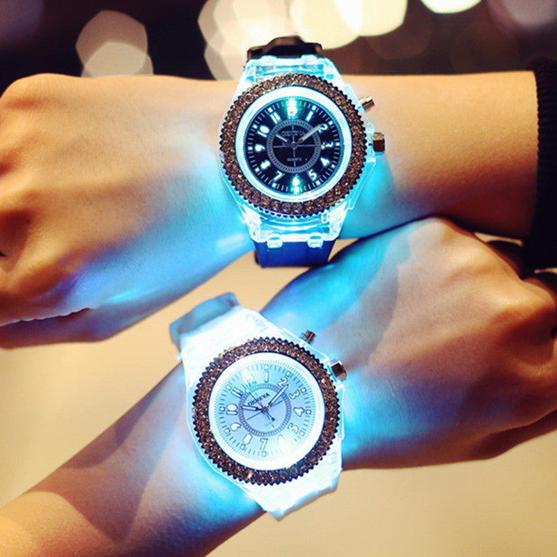 LED Luminous Silicone Quartz Watch with World Time & 24H Display