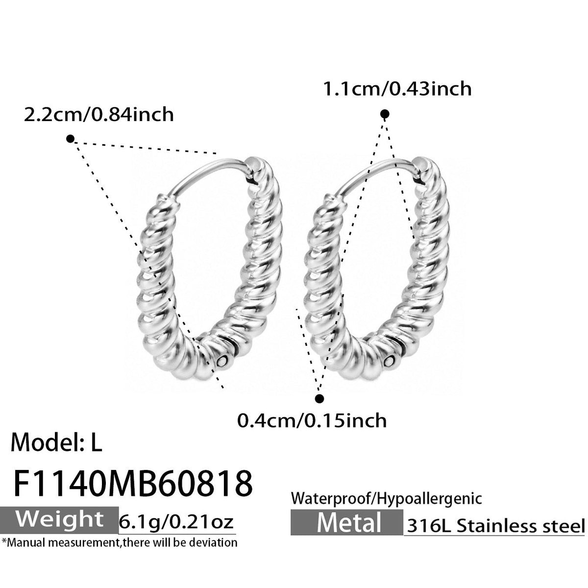 Two Tone Twisted Hoop Earrings Gold Plated Titanium Steel Fashion Women Ear Jewelry For Daily Dating Banquet Party Occasions