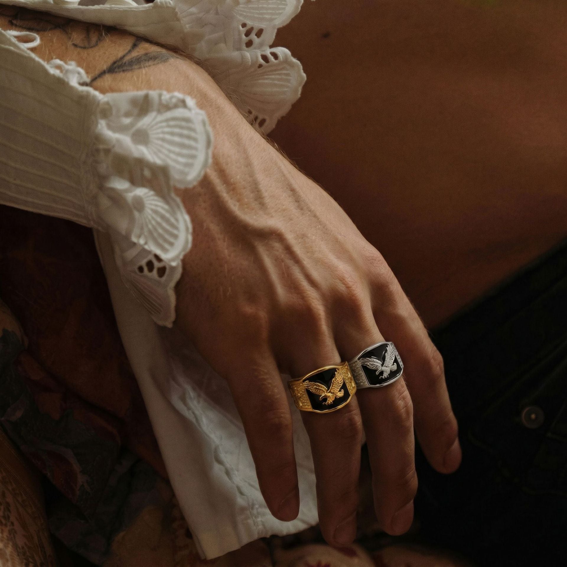 304 Stainless Steel Eagle Wide-Style Mens Ring