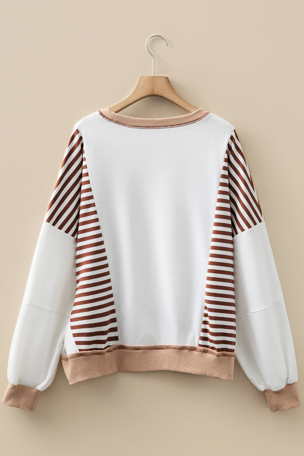 Zyla Contrast Stitching Oversized Striped Colorblock Sweatshirt - Image 6