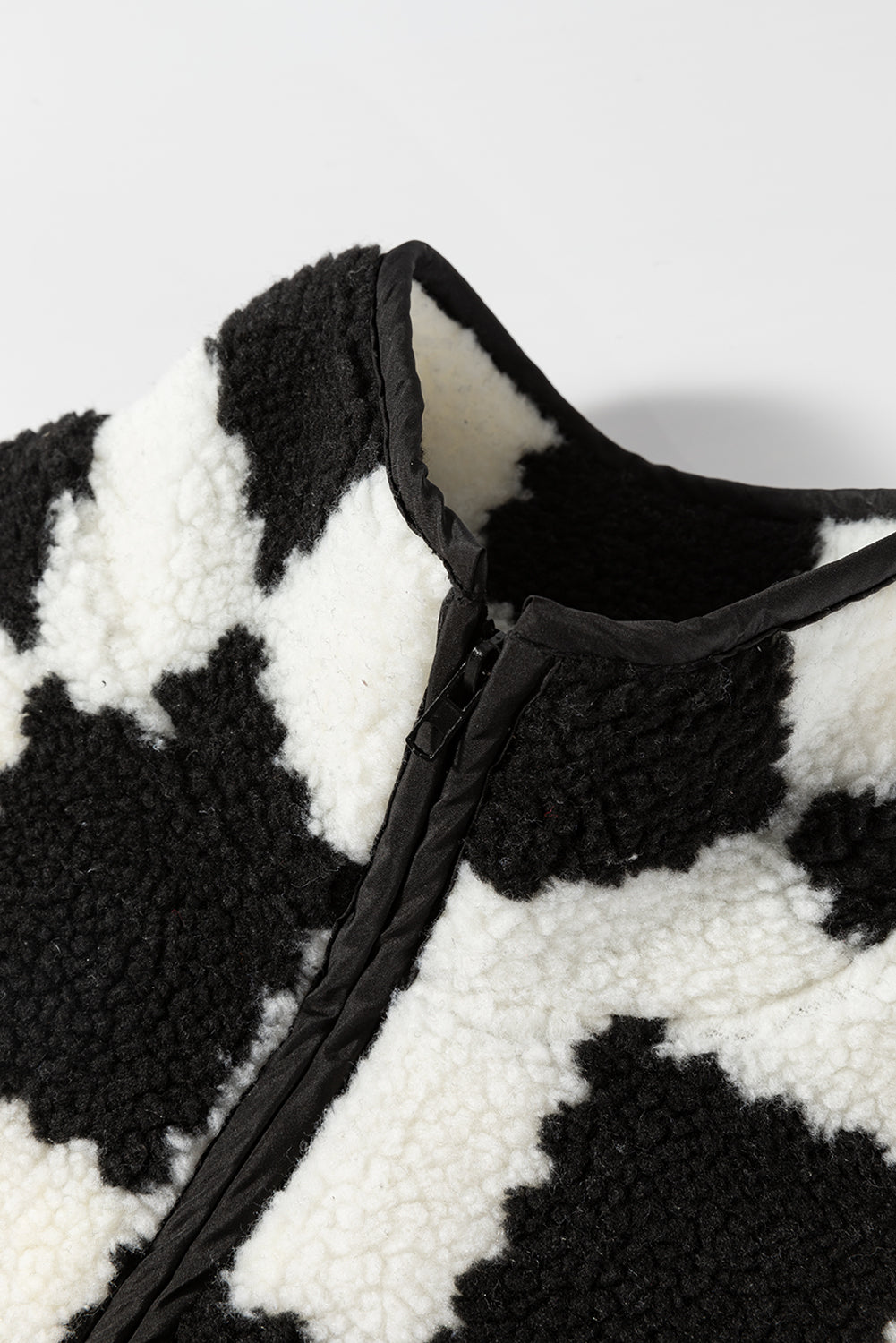 Checker Sherpa Collared Jacket Vest