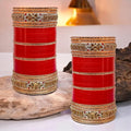 Bridal Red and Golden Stone Punjabi Chuda Bangle Set for Wedding Wear