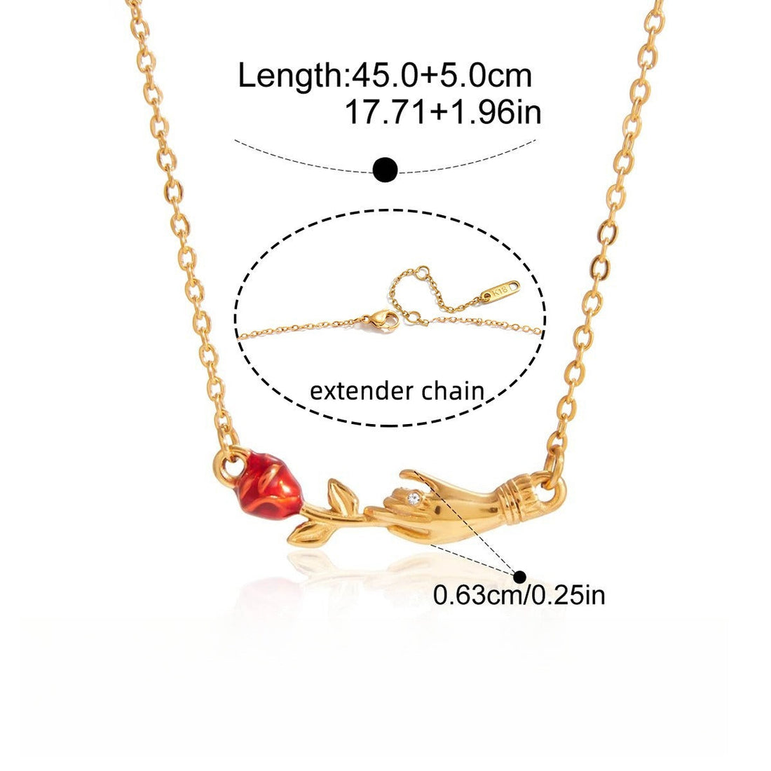 18K Gold Rose Flower Clavicle Necklace Floral Pendant Jewelry