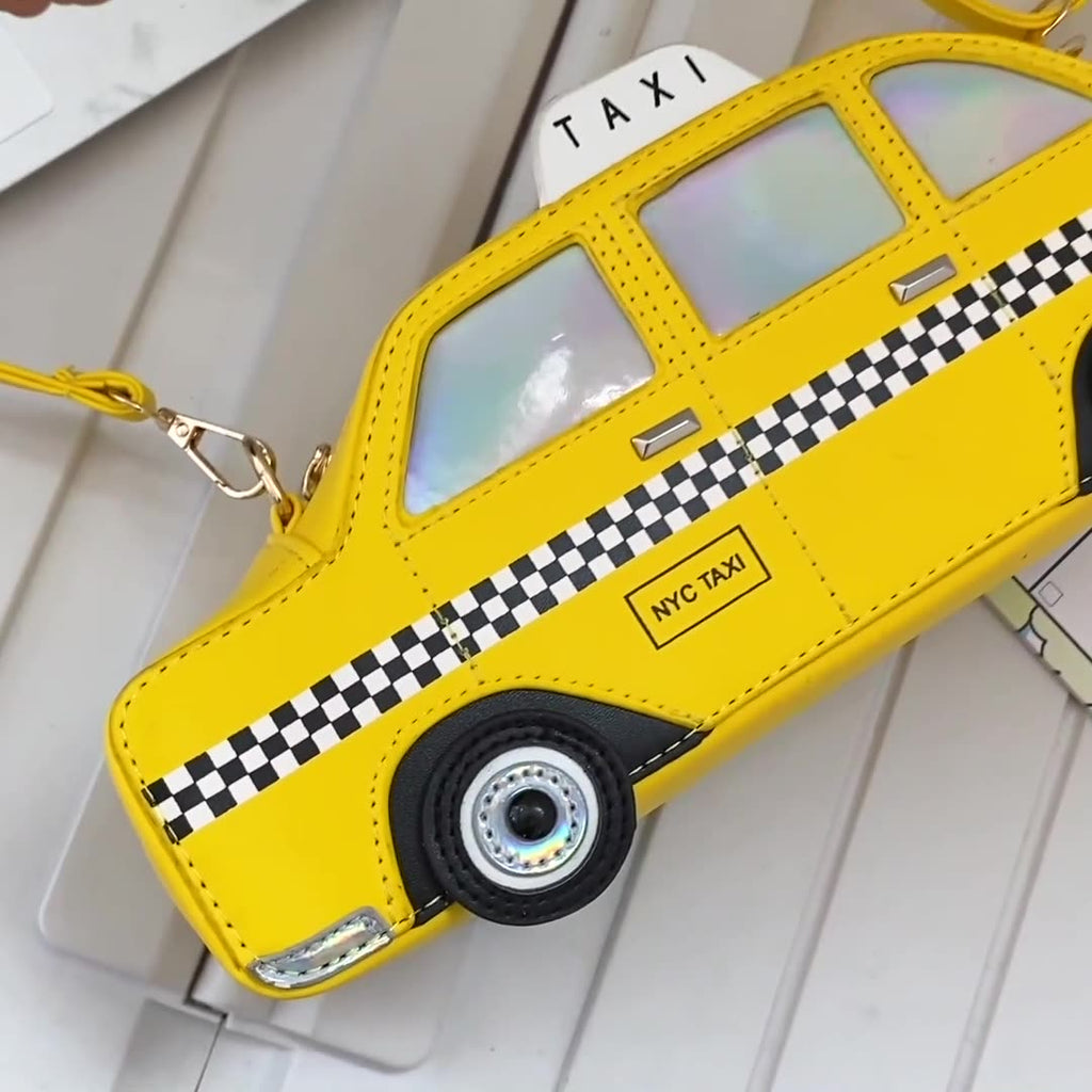 Yellow 3D Taxi Car Crossbody Handbag - Quirky Harajuku Style - Image 3