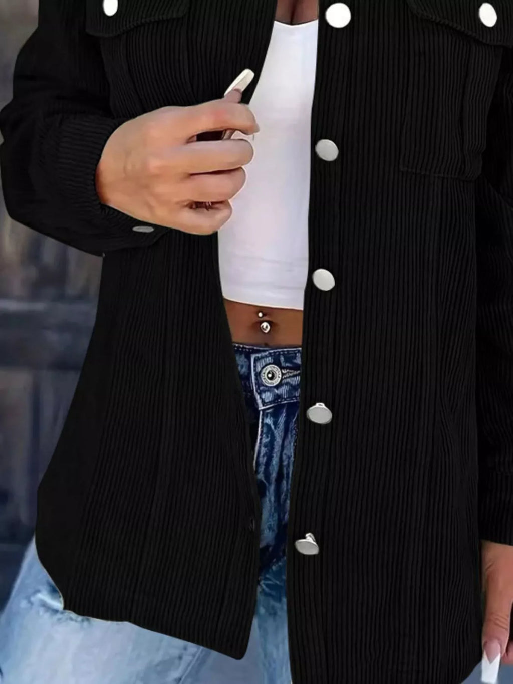 Corduroy Button-Down Jacket | Casual Buttoned Overshirt