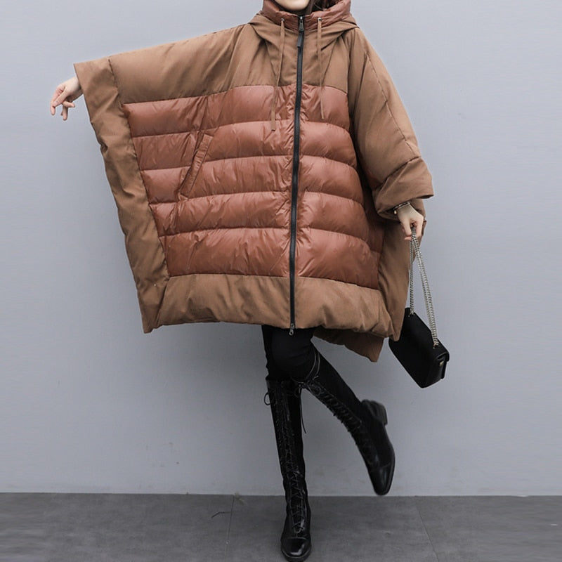Women's Thickened Brown Bat-Sleeve Cloak Jacket Harajuku Style - Image 3