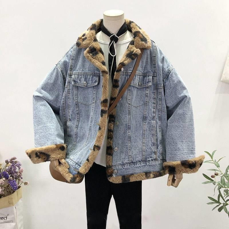 Reversible Women's Denim Jacket with Lambswool Faux Fur Lining - Image 2
