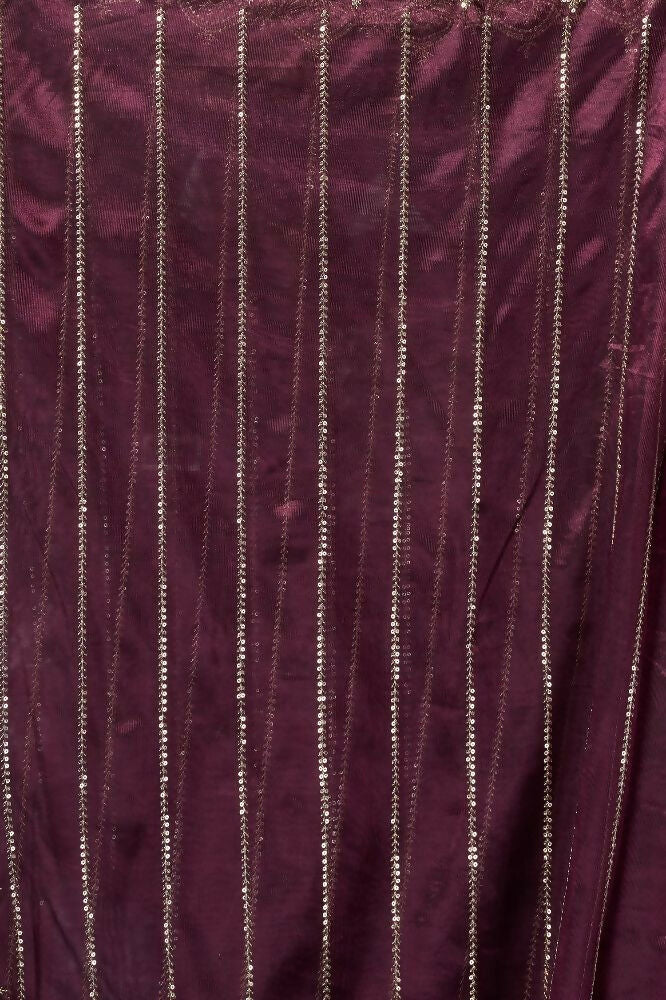 Purple Net Party Wear Saree with Contrast Black Velvet Blouse