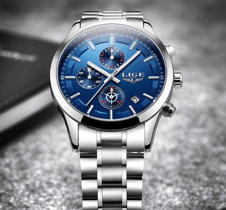 Men's Waterproof Chronograph Watch with Date Display & Luxury Dial