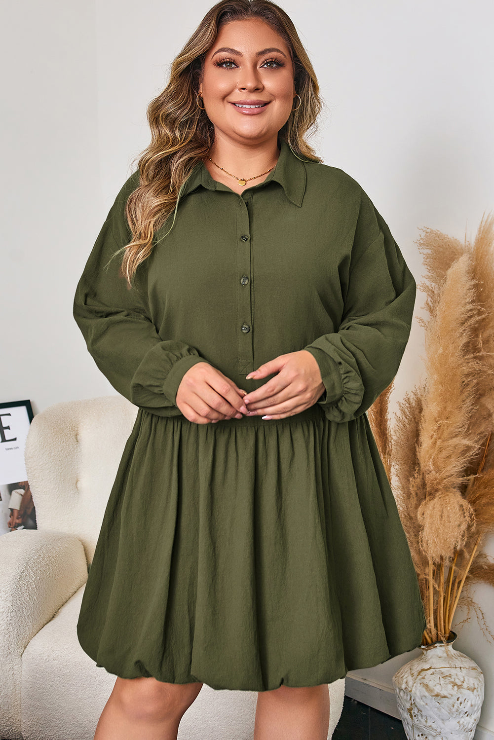 Catherine Ruffle Hem Mini PLUS Dress