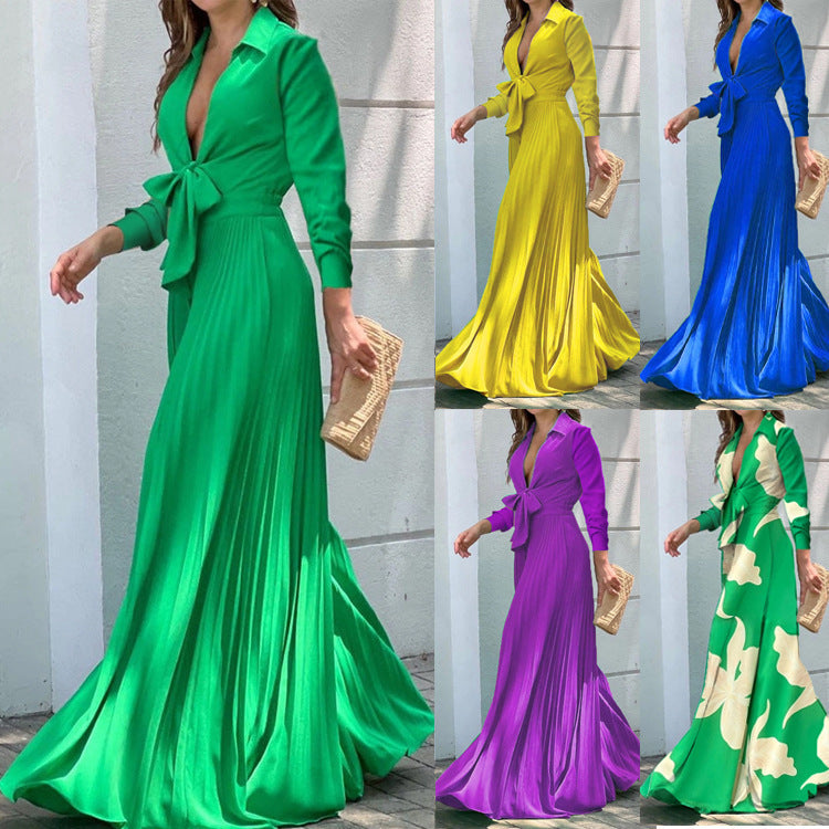 Women's Wide Leg Jumpsuit with Polo Collar and Abstract Pattern