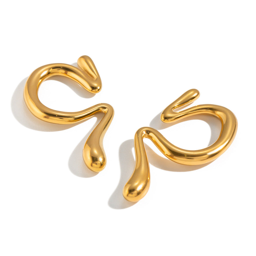 Womens Niche-Design Stainless Steel Geometric Ear Cuff