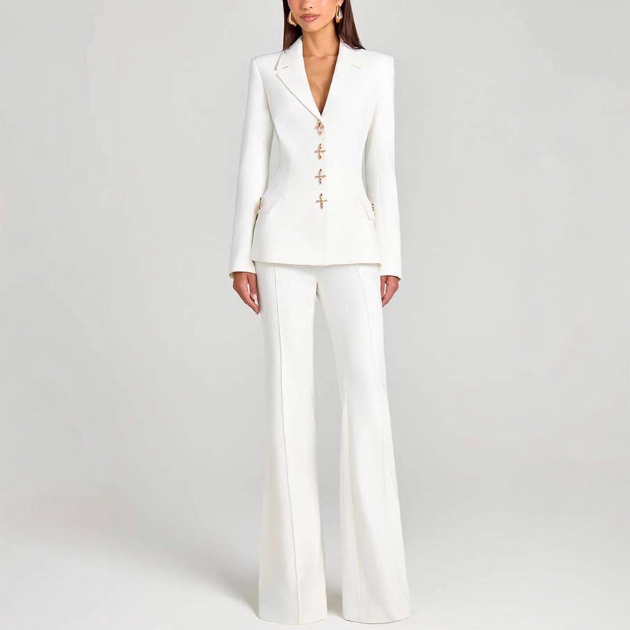 Women's Fitted Sleeveless Blazer Vest with Metallic Button Detail - Image 5