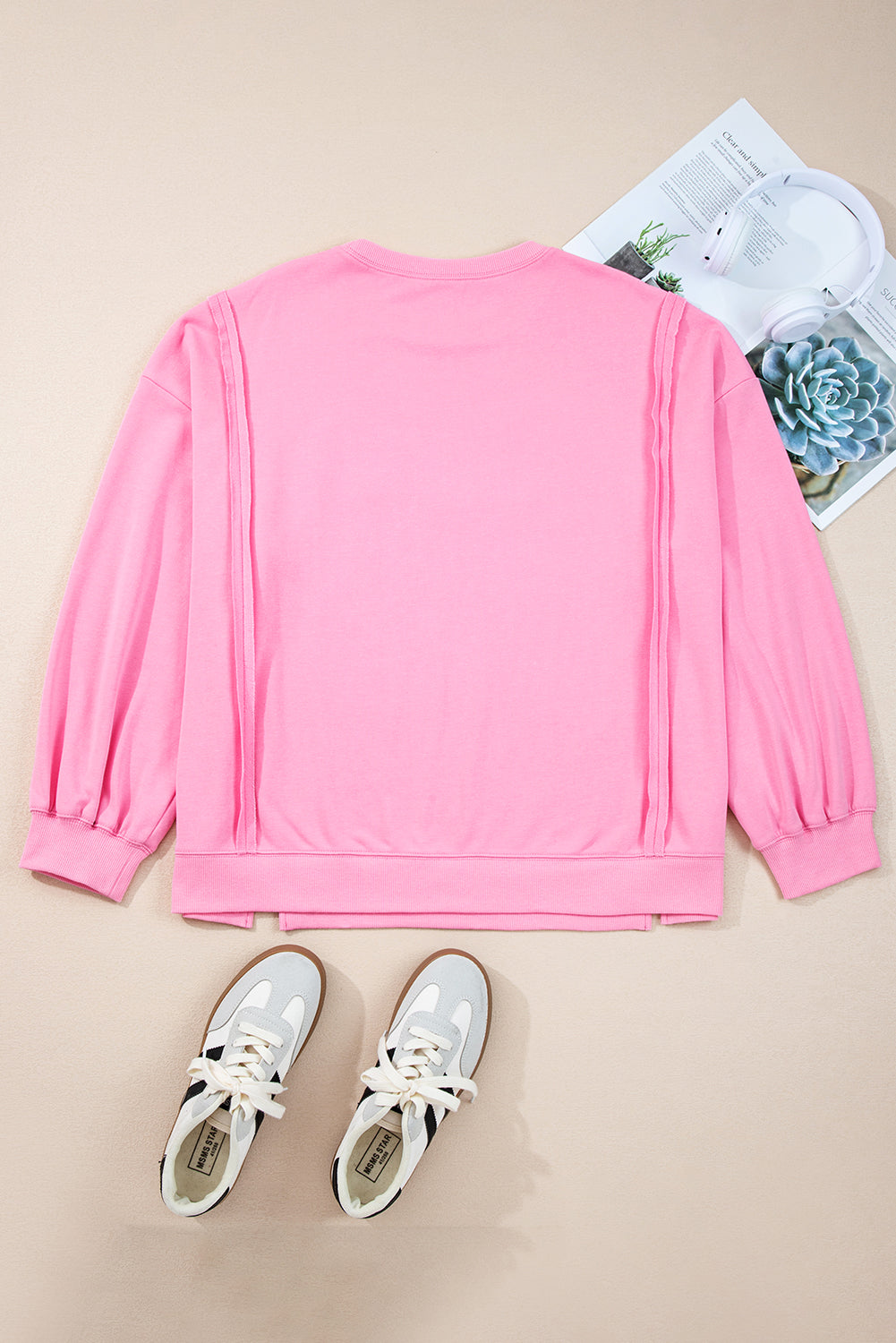 Plus Size Bow Tie Lace Embroidered Dolman Sweatshirt