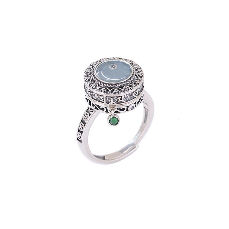 Womens Rotatable Vintage Copper Coin Peace Charm Ring