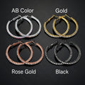 Stainless Steel Rhinestone Large Hoop Earrings For Women