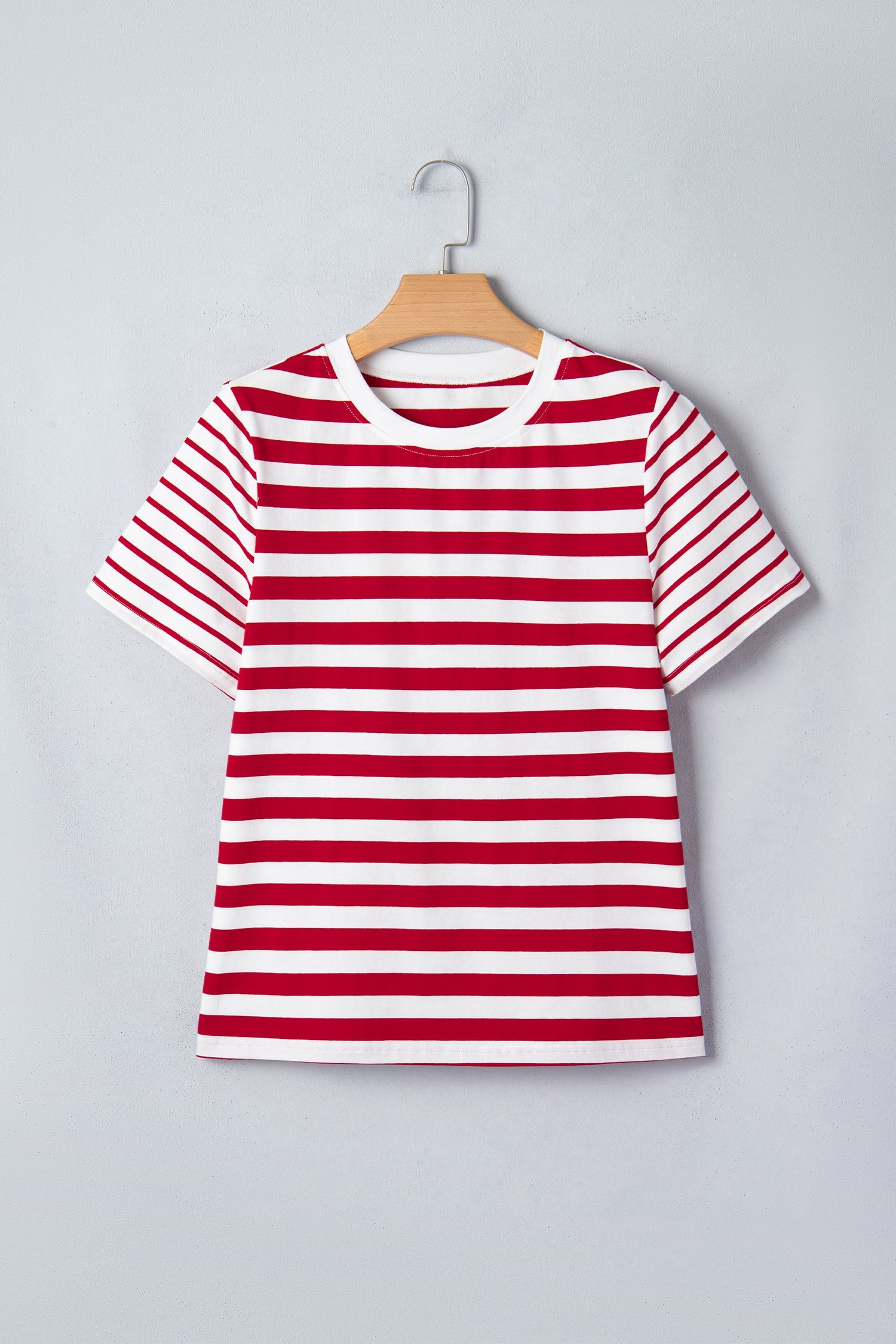 June Stripe Patchwork T Shirt in Red and White Cotton
