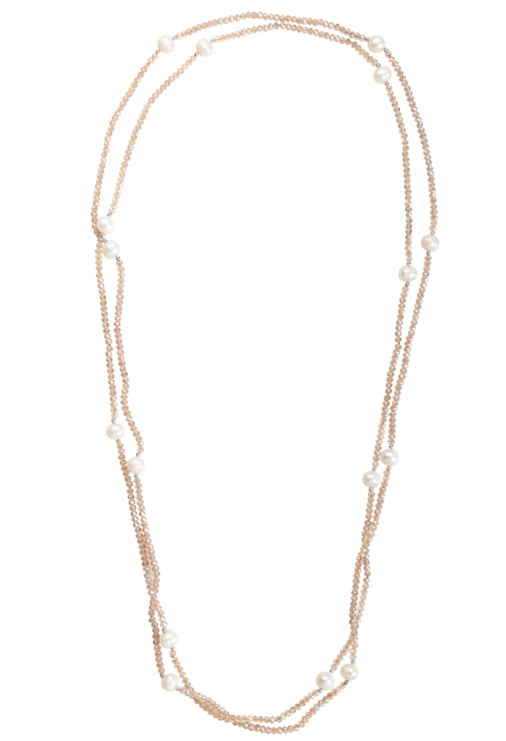 Crystal and Freshwater Pearl Long Layering Necklace Set - Image 3