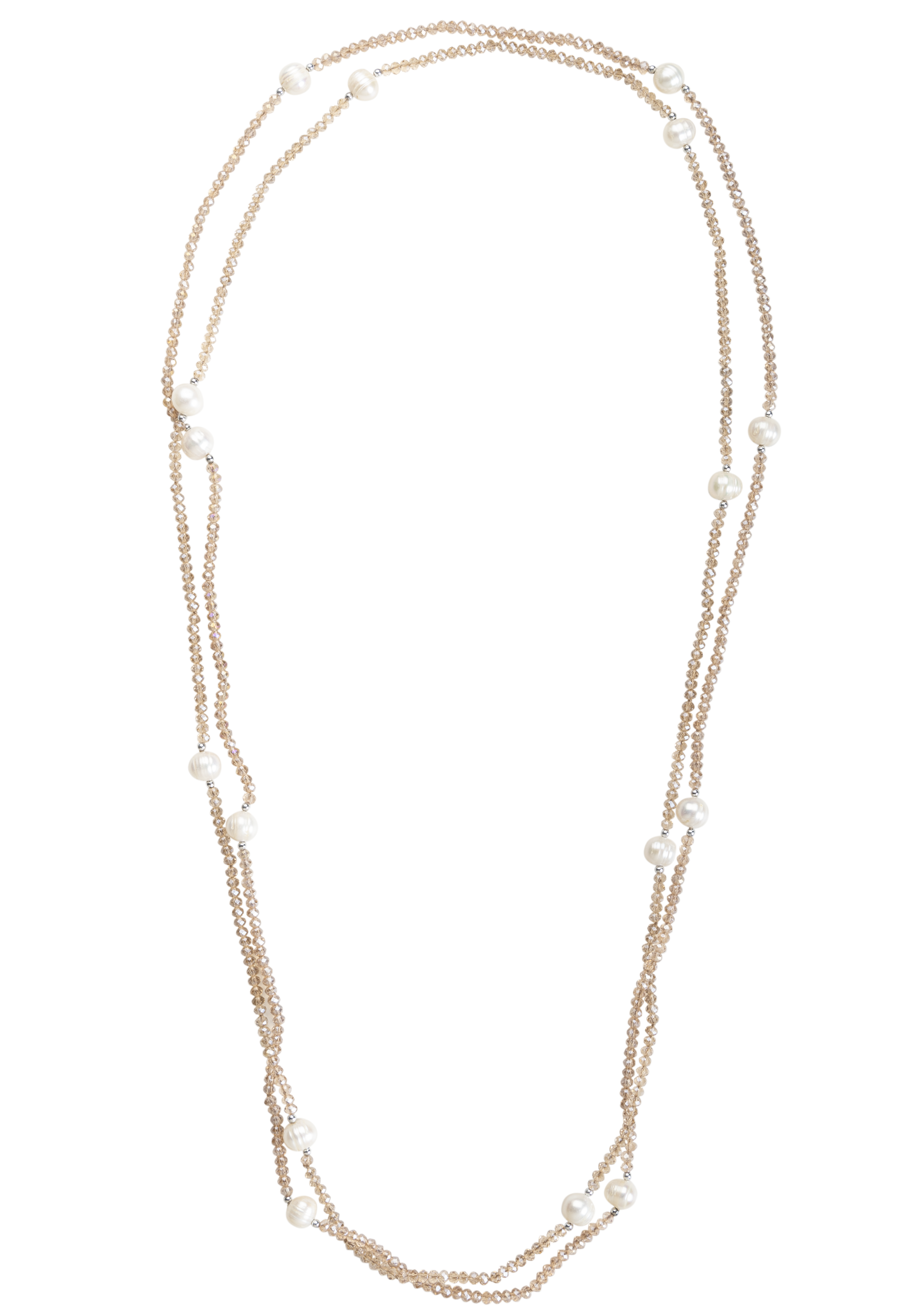 Crystal and Freshwater Pearl Long Layering Necklace Set - Image 3