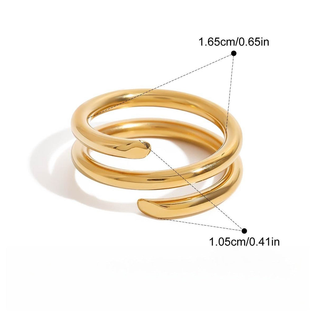 18K Gold Titanium Steel Spring Ring Adjustable Modern Jewelry