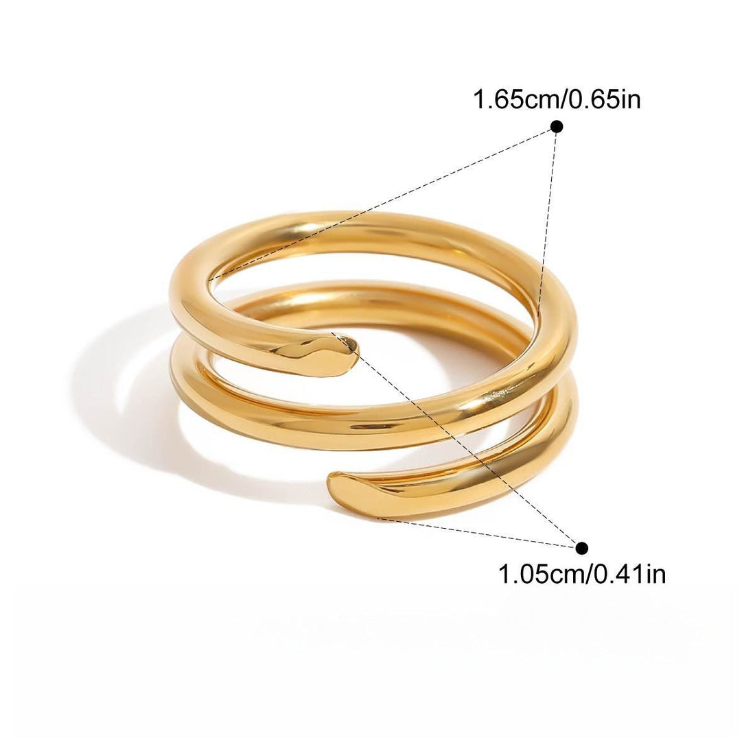 18K Gold Titanium Steel Spring Ring Adjustable Modern Jewelry