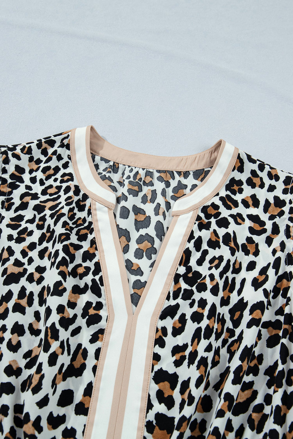 Ayla Trim Sleeveless Midi Dress with Leopard Print in White/Black/Brown