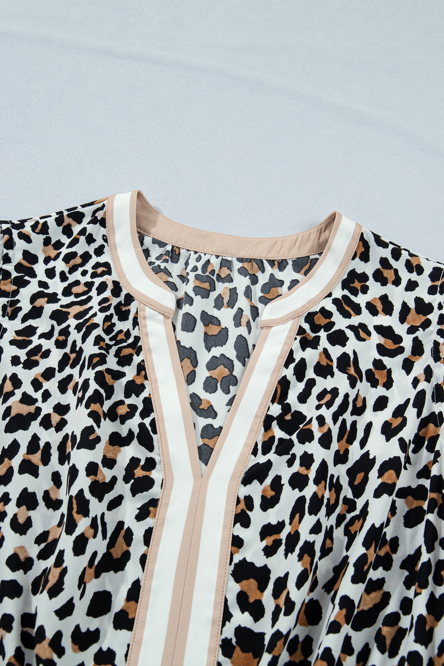 Ayla Trim Sleeveless Midi Dress with Leopard Print in White/Black/Brown