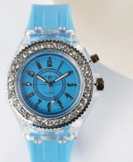 LED Luminous Silicone Quartz Watch with World Time & 24H Display