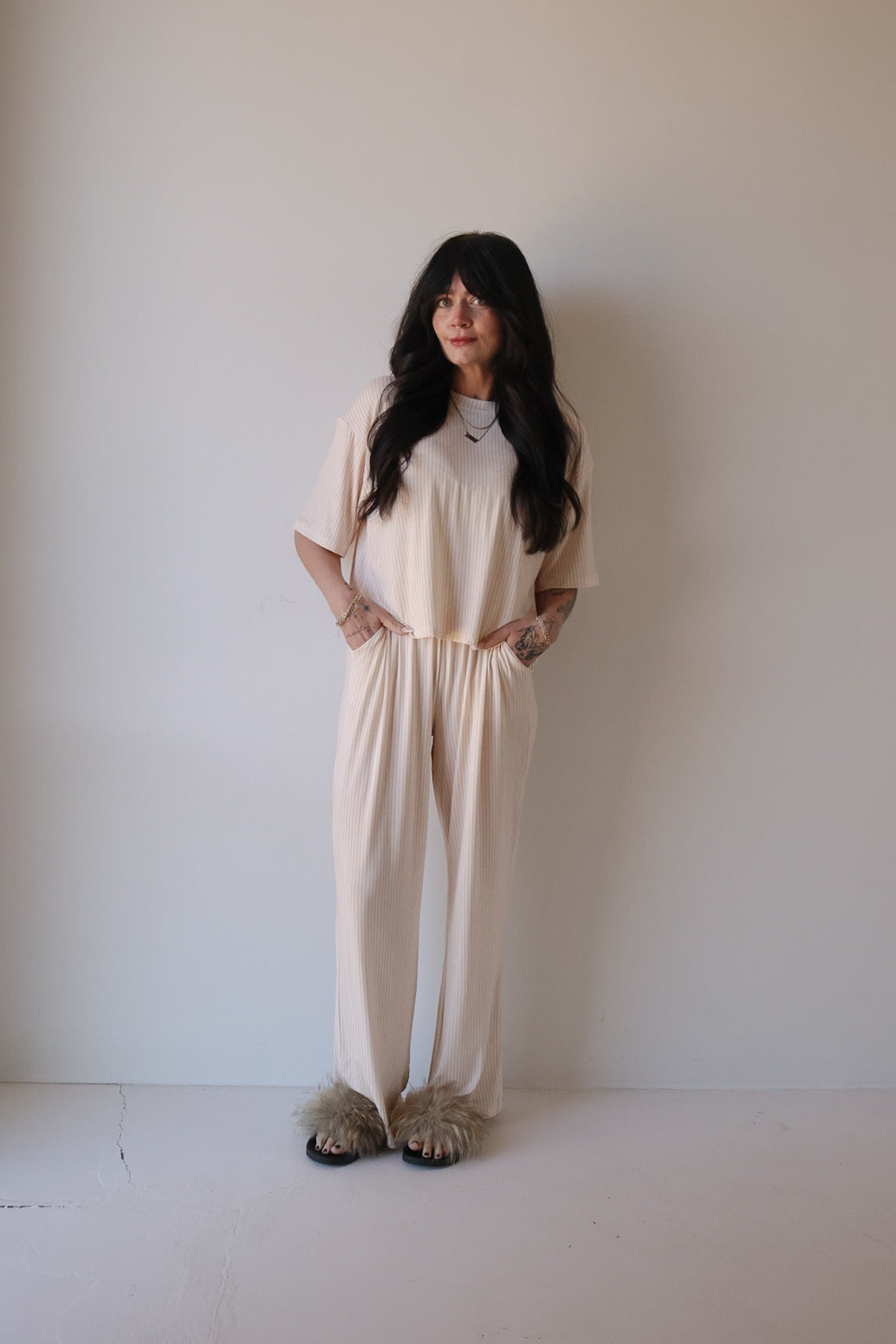 Women's Boxy Tee Lounge Set – Sadie Stripe